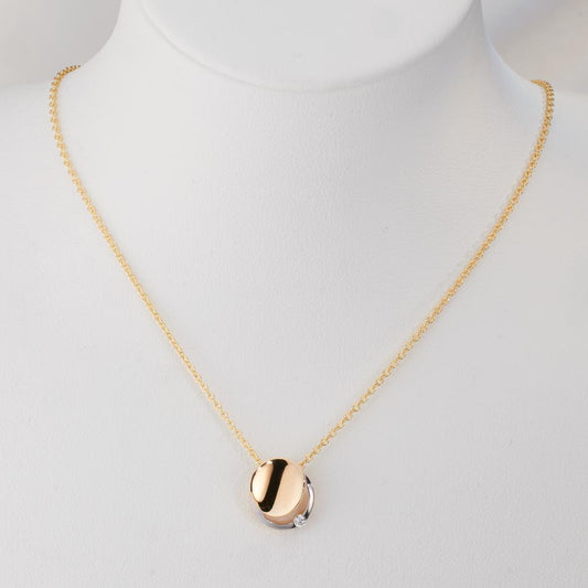 Pendentif Or jaune 9K Zircone Bicolore Ø10 mm