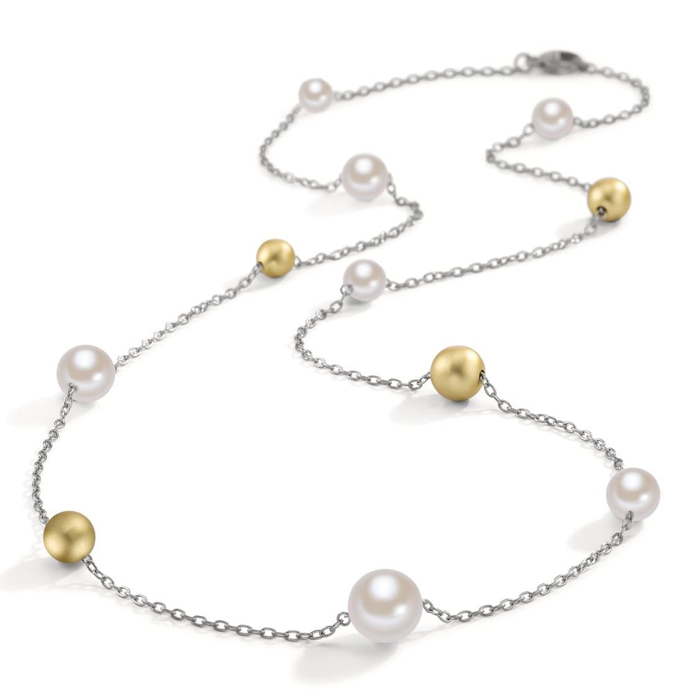 Halskette Arya Edelstahl mit Light Gold Aluminium Pearls und Muschelperlen