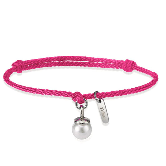 Pearl Drop Armband Arya - Pink - Edelstahl mit Muschelperle Ø7 mm verstellbar