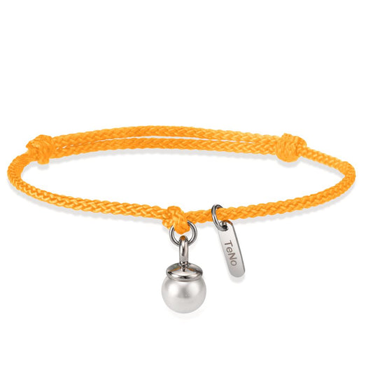 Pearl Drop Armband Arya - Orange - Edelstahl mit Muschelperle Ø7 mm verstellbar