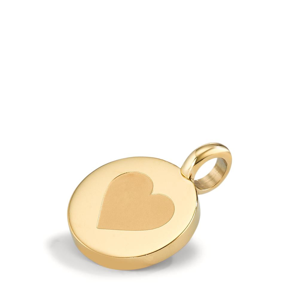 Charm-Anhänger Symbol Herz Gold aus Edelstahl glänzend Ø11 mm