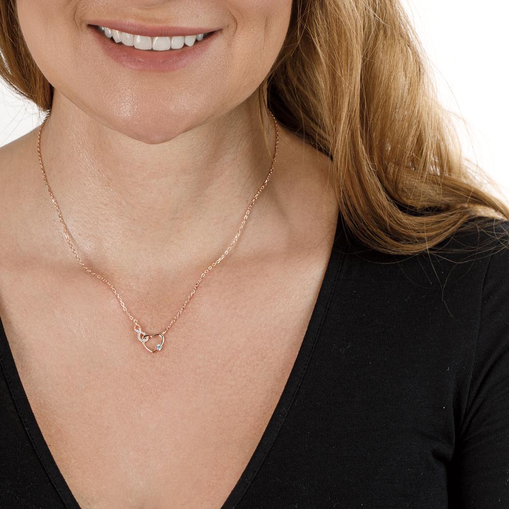 Collier Silber Zirkonia rosé vergoldet Herz 40-45 cm verstellbar