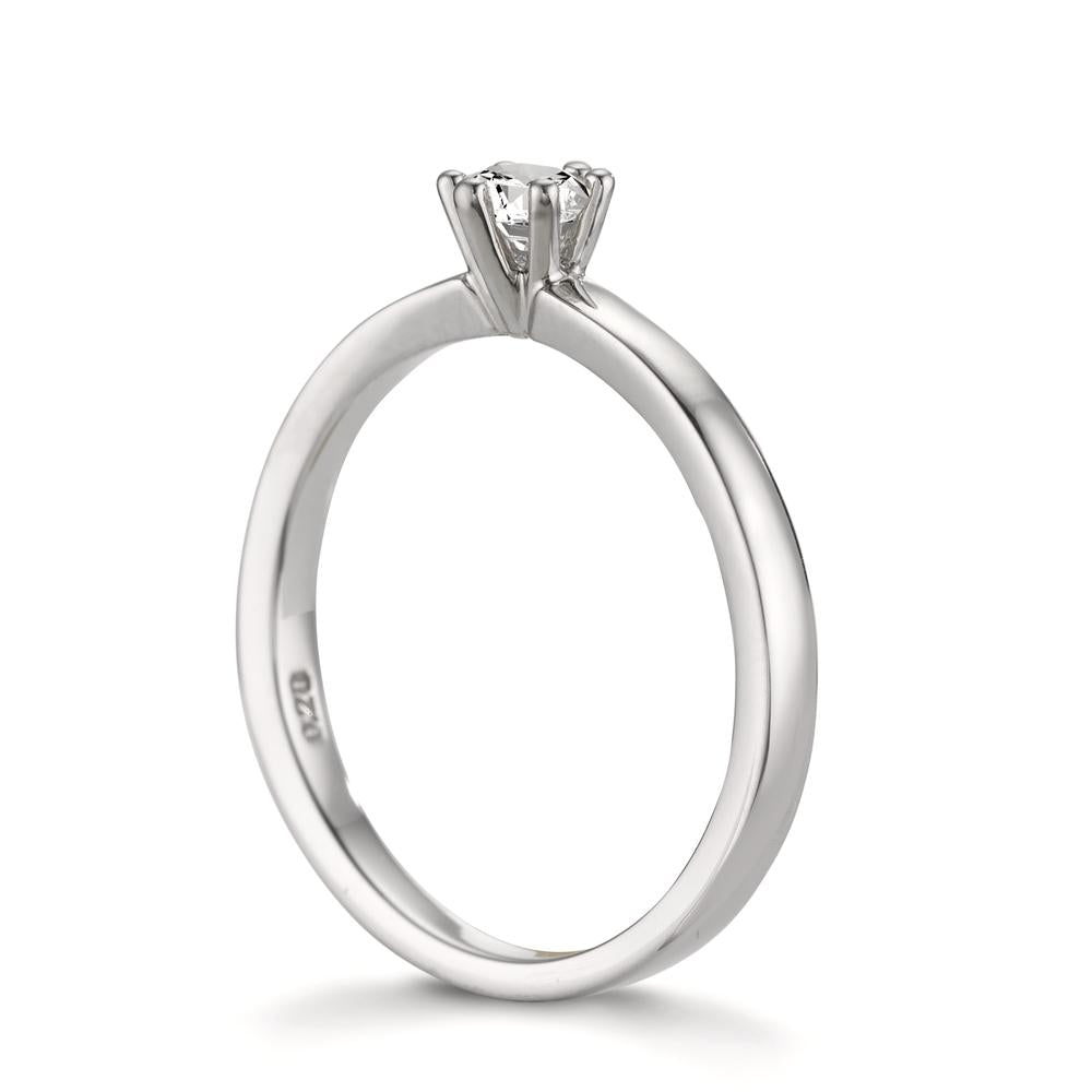 Bague solitaire Platine 950 Diamant blanc, 0.20 ct, brillant, w-si