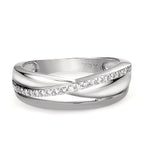 Fingerring 750/18 K Weissgold Diamant 0.15 ct, 20 Steine, w-si