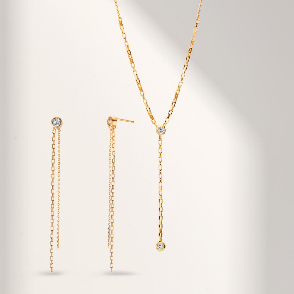 Collar Bronce Circonita 2 piedras Dorado 40-45 cm