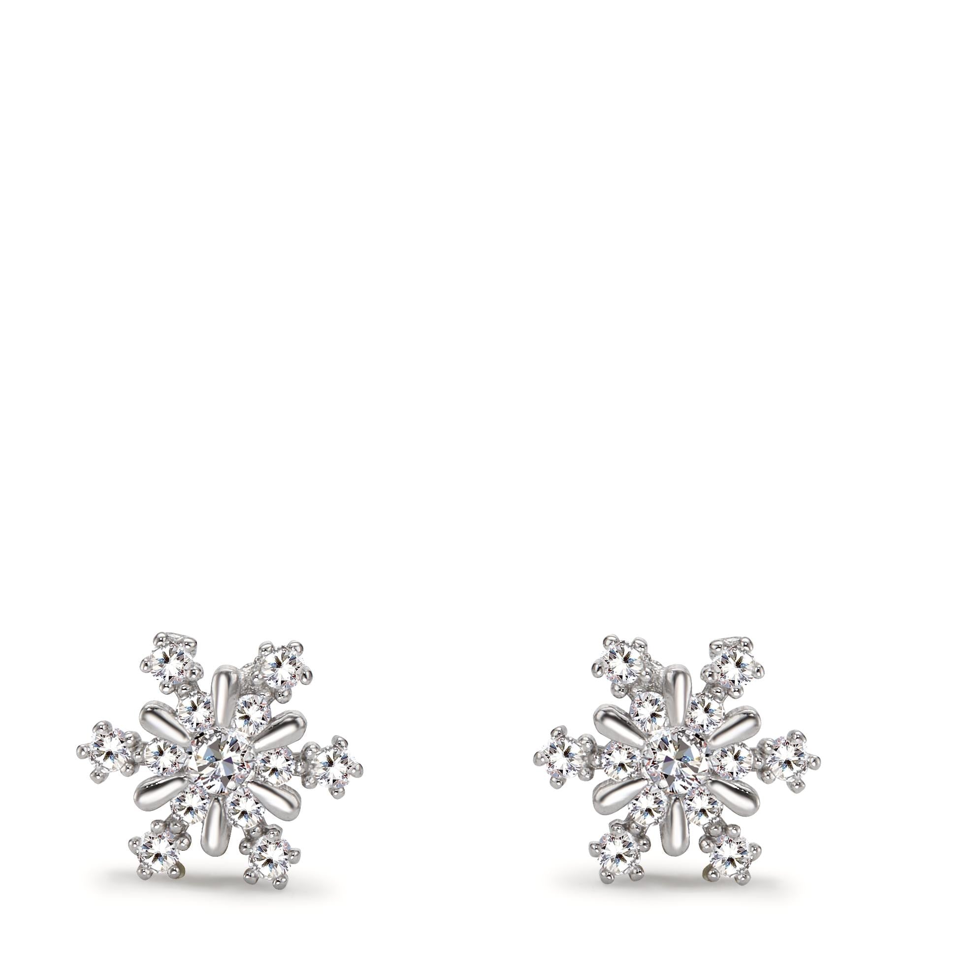 EYS JEWELRY Ohrstecker Silber 925 – Schneeflocke Mit Zirkonia, 10 Mm, Für Weihnachten & Festliche Anlässe