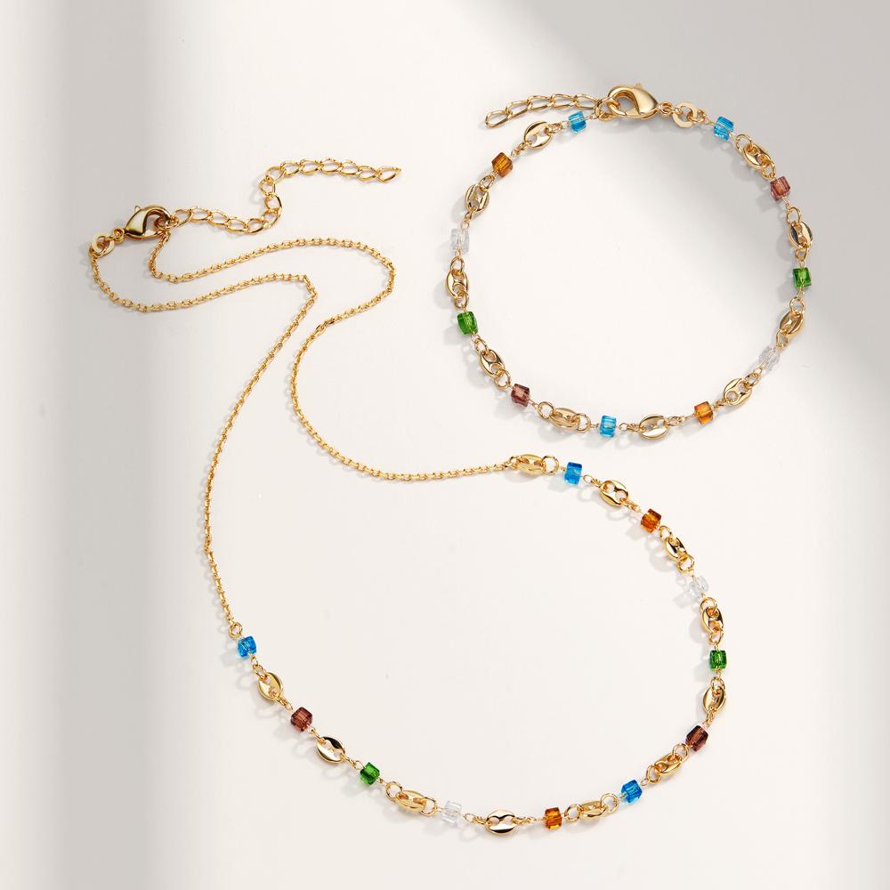 Armband Bronze Kristall bunt, 11 Steine vergoldet verstellbar