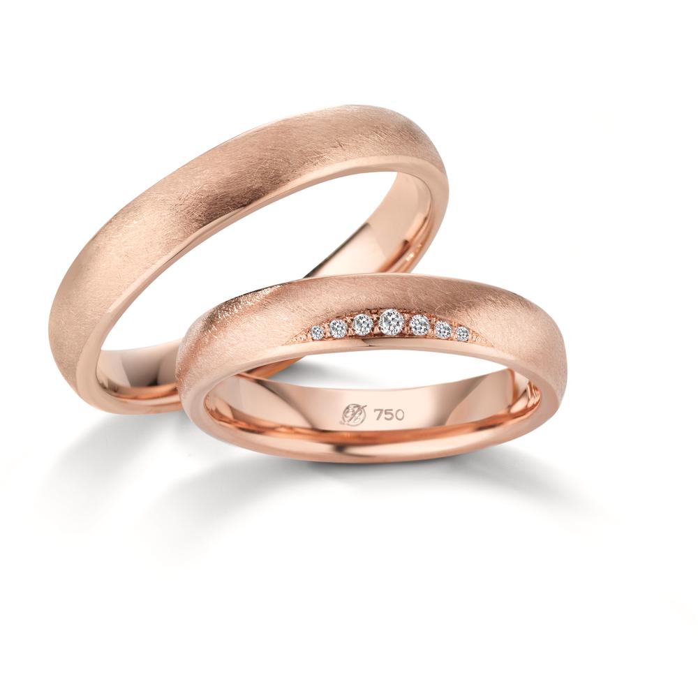 Wedding Ring 18k Rose Gold Diamond 0.032 ct, 7 Stones, w-si