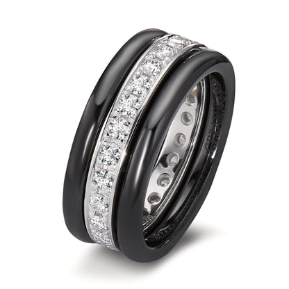 Finger ring 750/18 K vitguld, Keramik diamant 1 ct, 25 stenar, [Brillant]