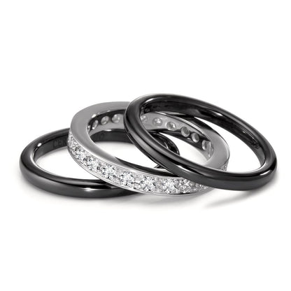 Finger ring 750/18 K vitguld, Keramik diamant 1 ct, 25 stenar, [Brillant]