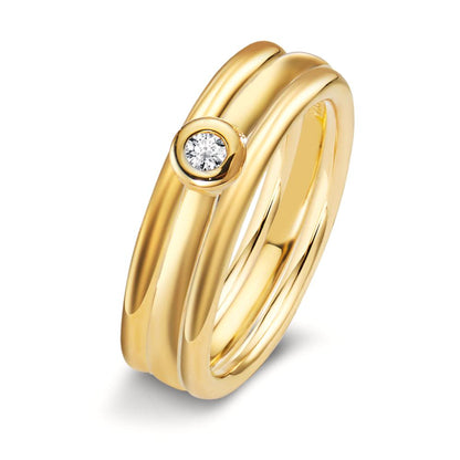 Ringset 3-Teilig 750/18 K Gelbgold Diamant weiss, 0.03 ct, w-si