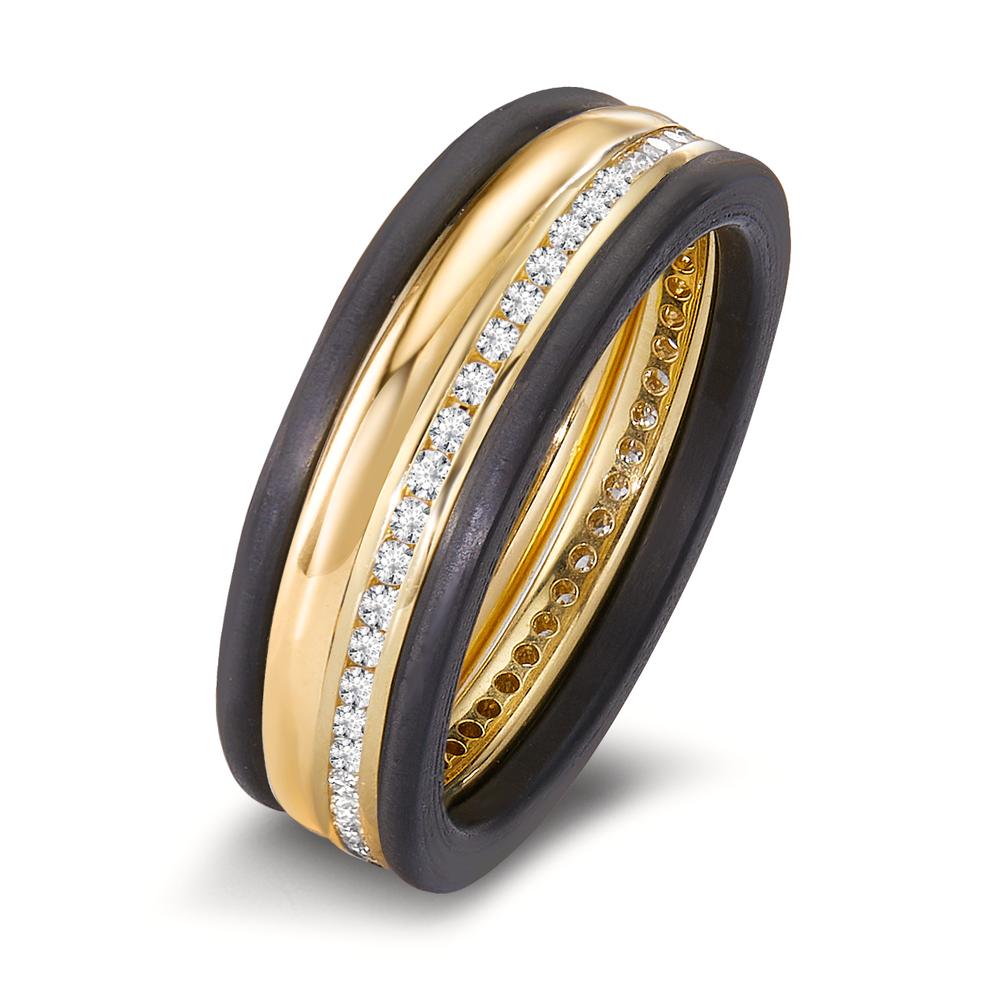 Anillo de dedo 750/oro amarillo de 18 quilates, Carbón Diamante 0.25 ct, 50 piedras, w-si