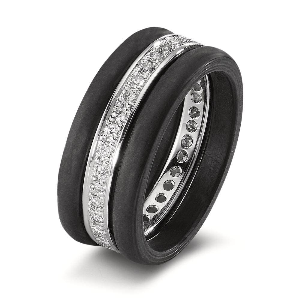 Finger ring 750/18 K vitguld, Kol diamant 0.50 ct, 35 stenar, w-si