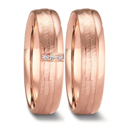 Partnerring 750/18 K roséguld diamant 0.015 ct, 3 stenar, w-si