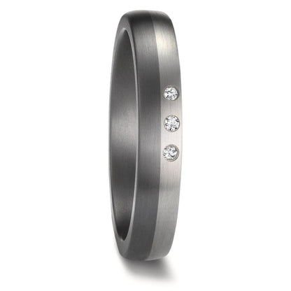 Partnerring 999 Tantal, 950 Platin Diamant 0.03 ct, 3 Steine, w-si