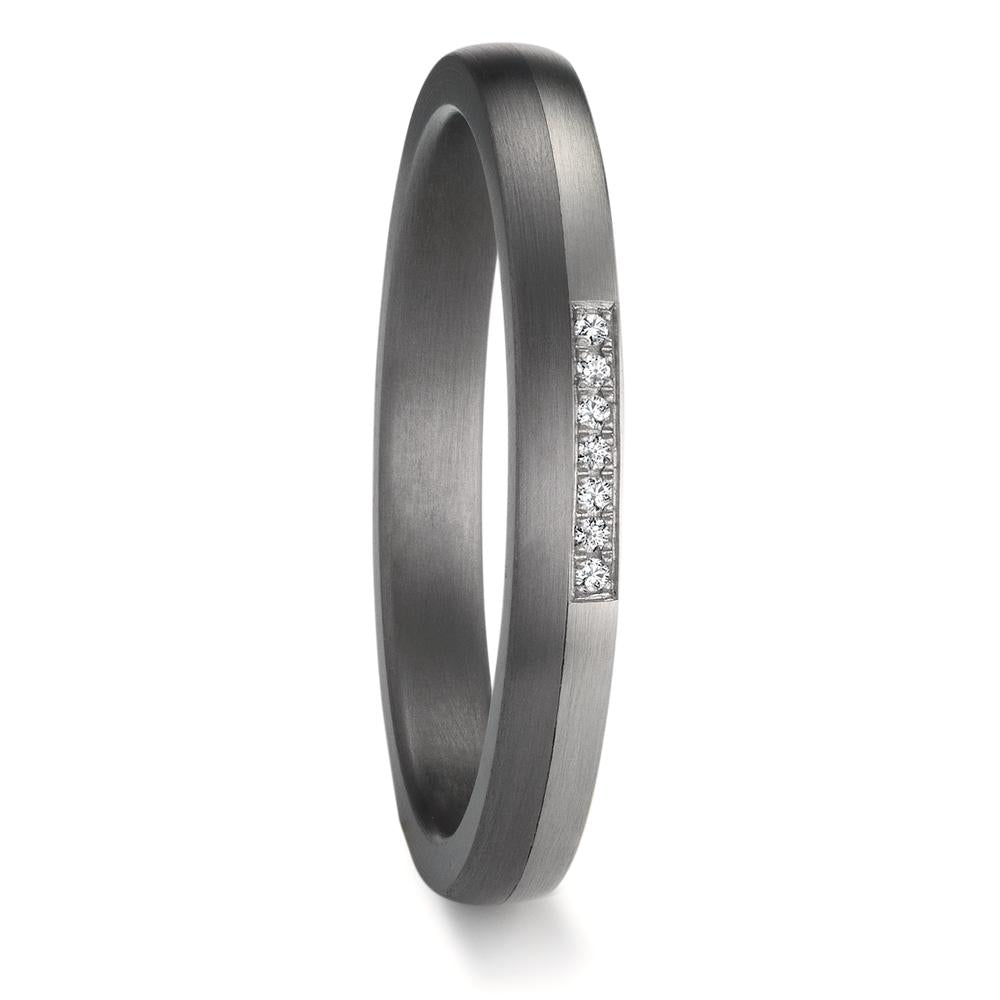 Partnerring 999 Tantal, 950 Platin Diamant 0.025 ct, 7 Steine, w-si