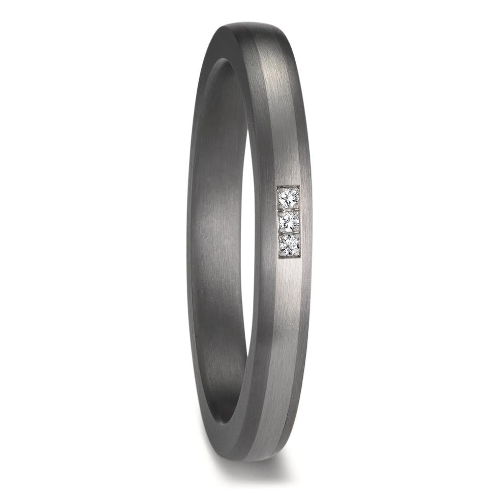 Alliance Tantale 999, Platine 950 Diamant 0.01 ct, 3 Pierres, w-si