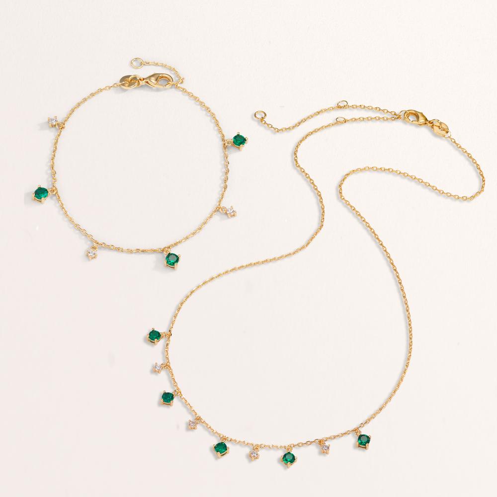 Armband Bronze Zirkonia grün, 6 Steine vergoldet verstellbar