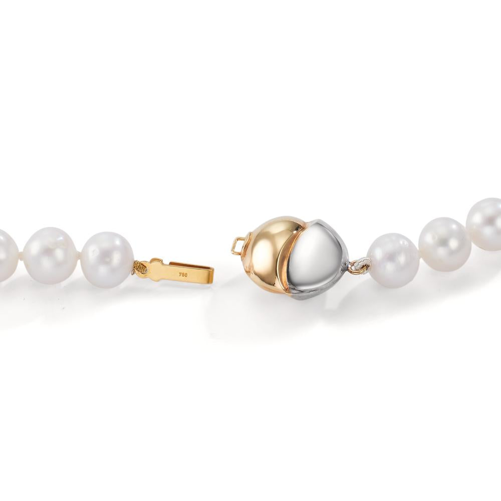Collar 750/oro amarillo de 18 quilates, 750/oro blanco de 18 quilates Perla cultivada de agua dulce blanco, 7.5 mm 47 cm