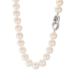 Collier Argent Rhodié perle d'eau douce blanc, 12 mm 50 cm