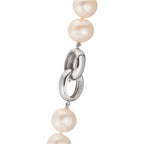 Collier Argent Rhodié perle d'eau douce blanc, 12 mm 50 cm