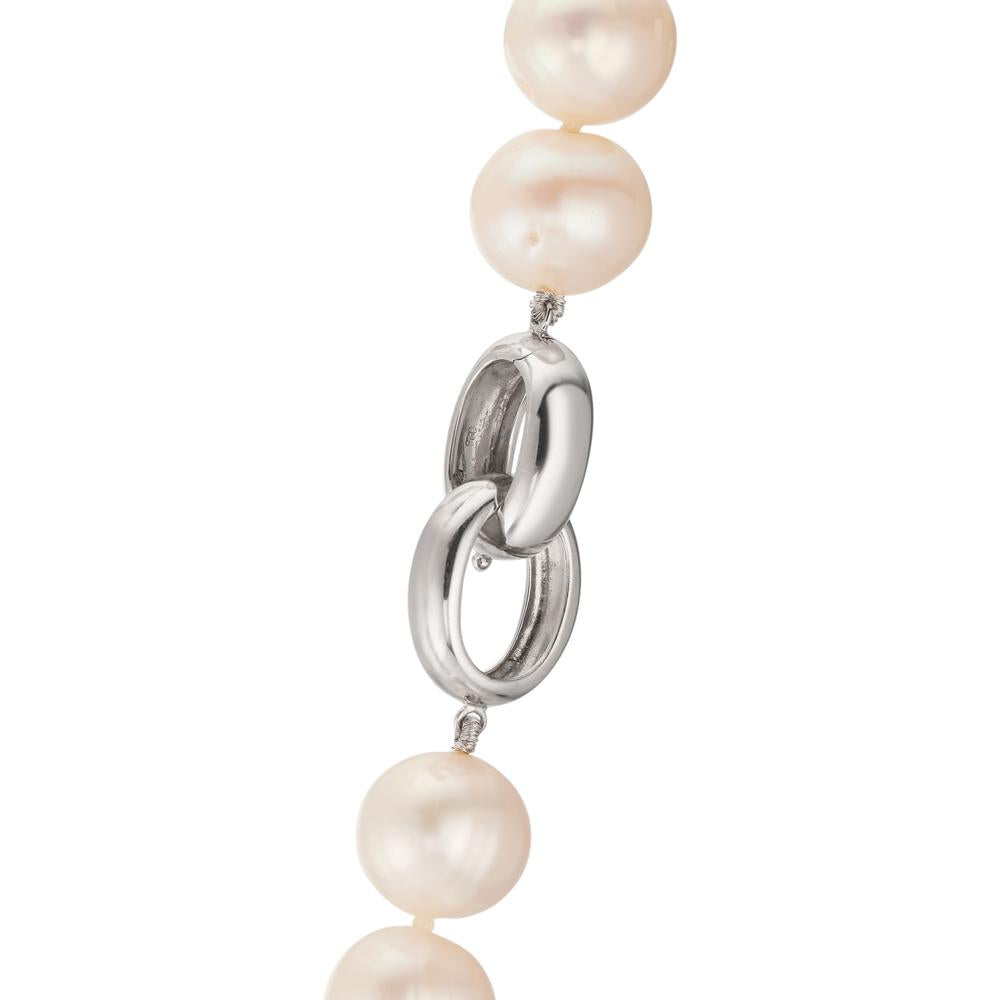 Collier Argent Rhodié perle d'eau douce blanc, 12 mm 50 cm