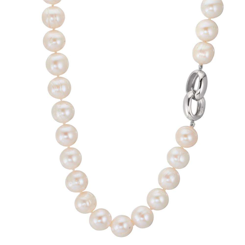 Collier Silber rhodiniert Süsswasserzuchtperlen weiss, 12 mm 50 cm