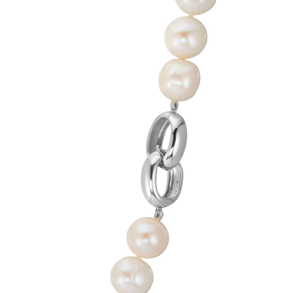 Collier Silber rhodiniert Süsswasserzuchtperlen weiss, 12 mm 50 cm