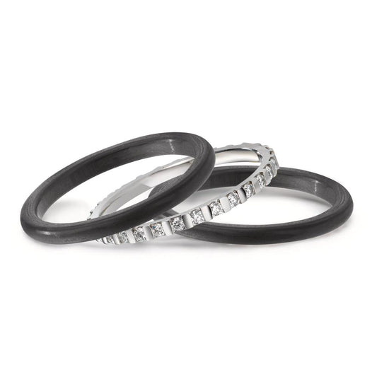 Ringset 950 Platin, Carbon Diamanten
