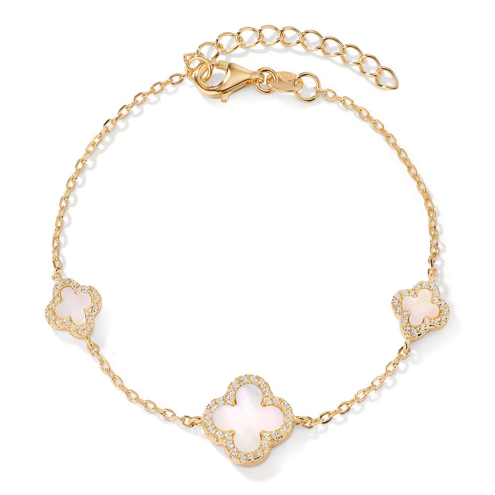 Bracciale Argento Zirconia giallo dorato Madreperla bianco 16-19 cm