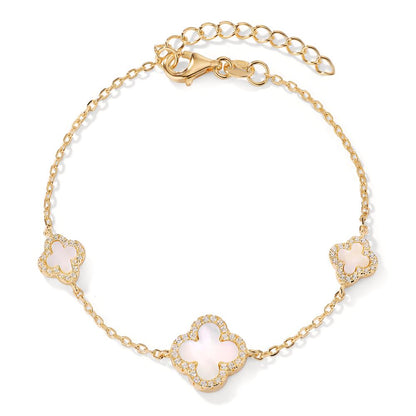 Bracelet Argent Zircone jaune Plaqué or nacre blanc