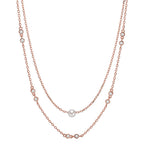 Collier Argent Zircone 10 Pierres rosé Plaqué or [shining Pearls] blanc, 5 mm 40-45 cm
