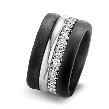 Assortiment de bagues Or blanc 18K, Carbone Zircone