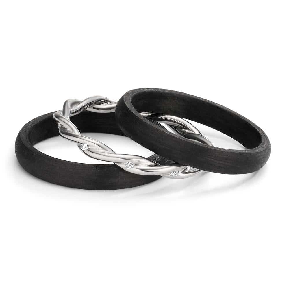 Ring set 18k White Gold, Carbon Diamond 0.045 ct, 9 Stones, w-si