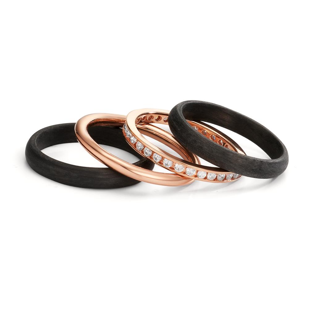 Ringset 750/18 K Rotgold, Carbon Diamanten 0.50 ct, w-si