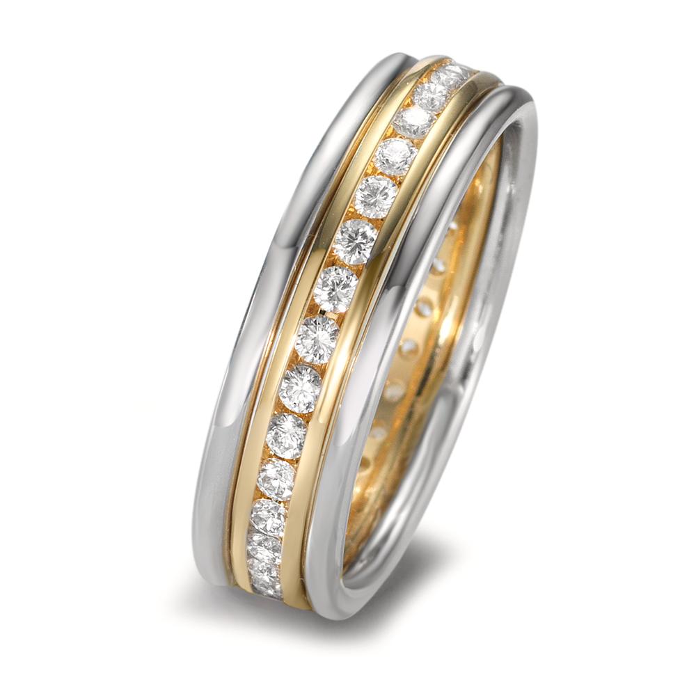 Ringset 750/18 K Gelbgold, 750/18 K Weissgold Diamanten 0.50 ct, w-si