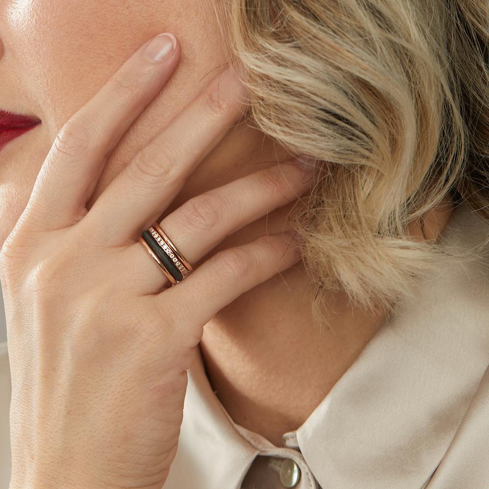 Ringset 750/18 K Rotgold, Carbon Diamanten w-si