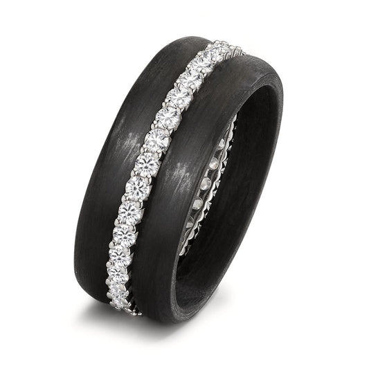 Ringset 750/18 K Weissgold, Carbon Diamanten 0.75 ct, w-si