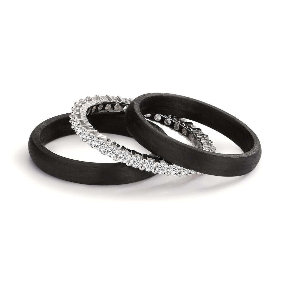 Ring set 750/18 K vitguld, Kol diamant 0.75 ct, w-si