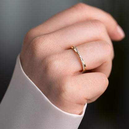 Stacking ring Silver Zirconia 19 Stones Rose