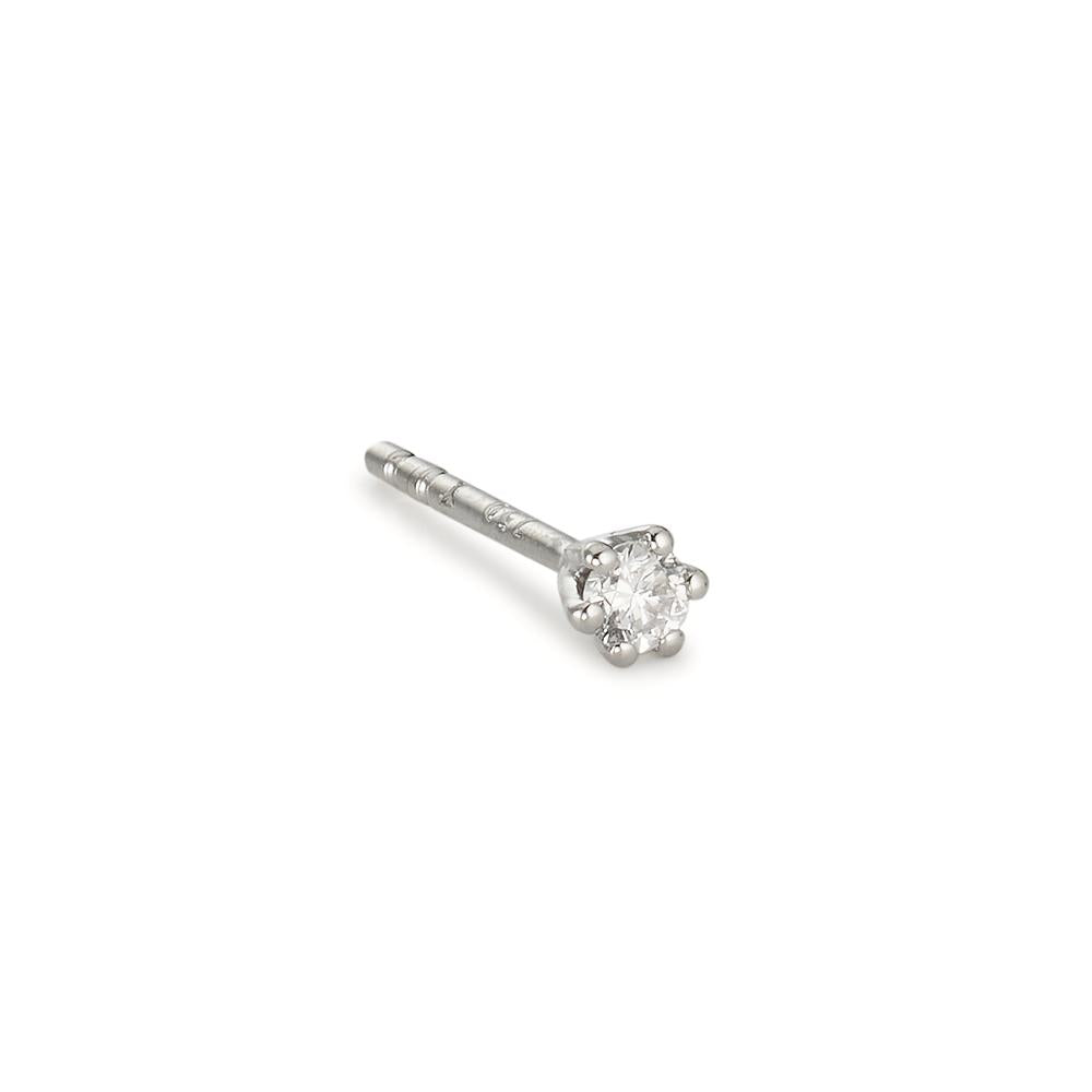 Orecchini a bottone 1 pz Oro bianco 750/18 carati Diamante 0.04 ct, w-si Ø2.5 mm
