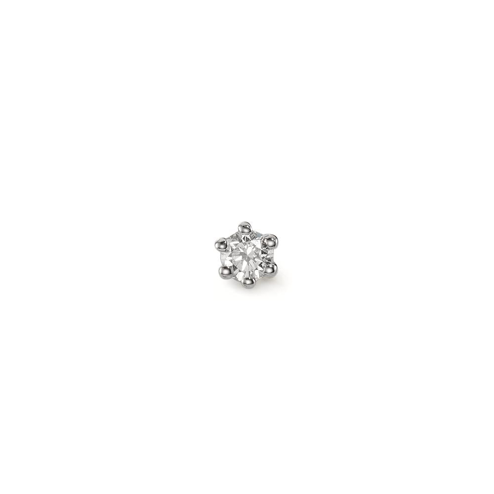 Orecchini a bottone 1 pz Oro bianco 750/18 carati Diamante 0.04 ct, w-si Ø2.5 mm