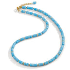 Collier rostfritt stål Amazonit gul IP-belagd 43-46 cm