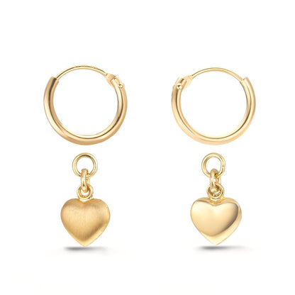 Creolen mit Einhänger 750/18 K Gelbgold Herz