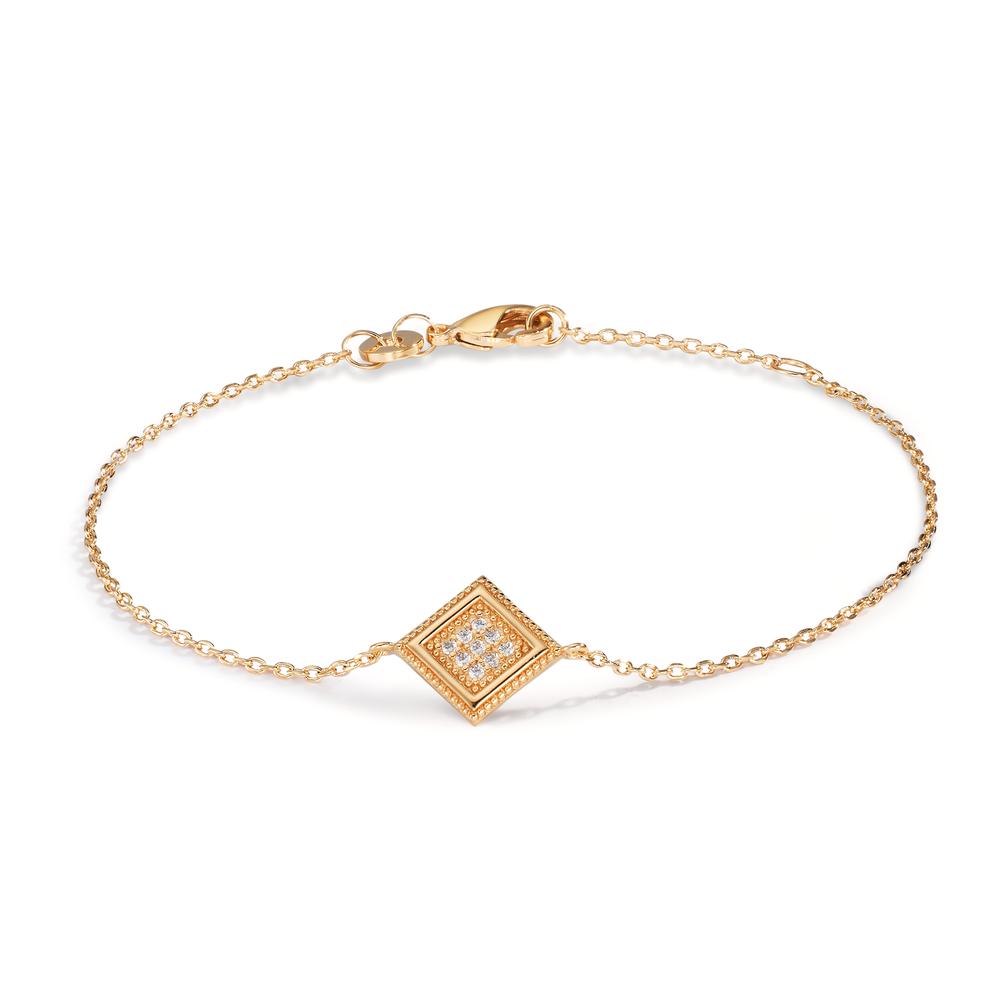 Bracelet Bronze Zircone 9 Pierres Plaqué or 16-18 cm