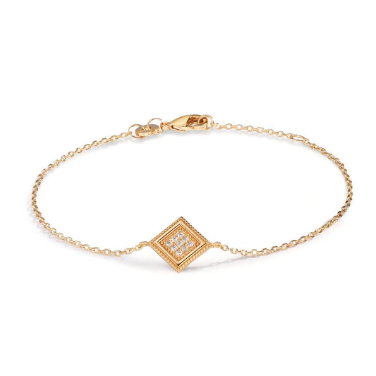 Bracelet Bronze Zircone 9 Pierres Plaqué or 16-18 cm