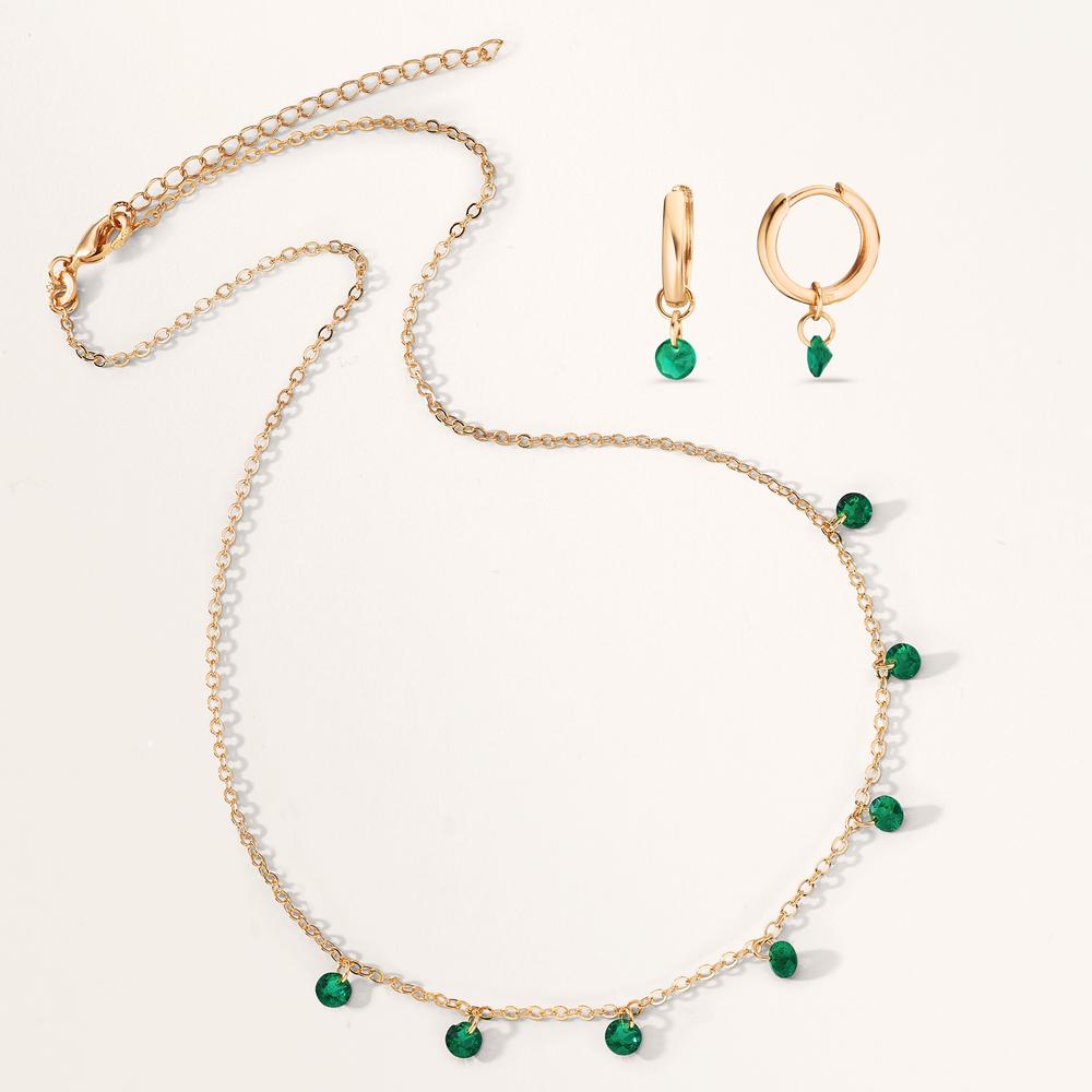 Aros con colgante Bronce Circonita verde