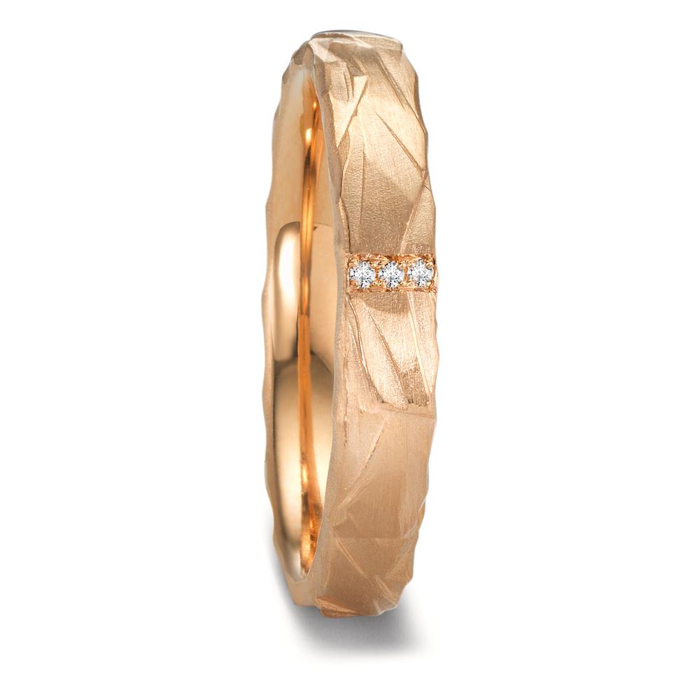 Anillo de pareja 750/oro rosa de 18 quilates Diamante 0.012 ct, 3 piedras, w-si