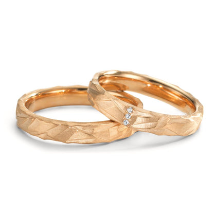 Wedding Ring 18k Rose Gold Diamond 0.012 ct, 3 Stones, w-si