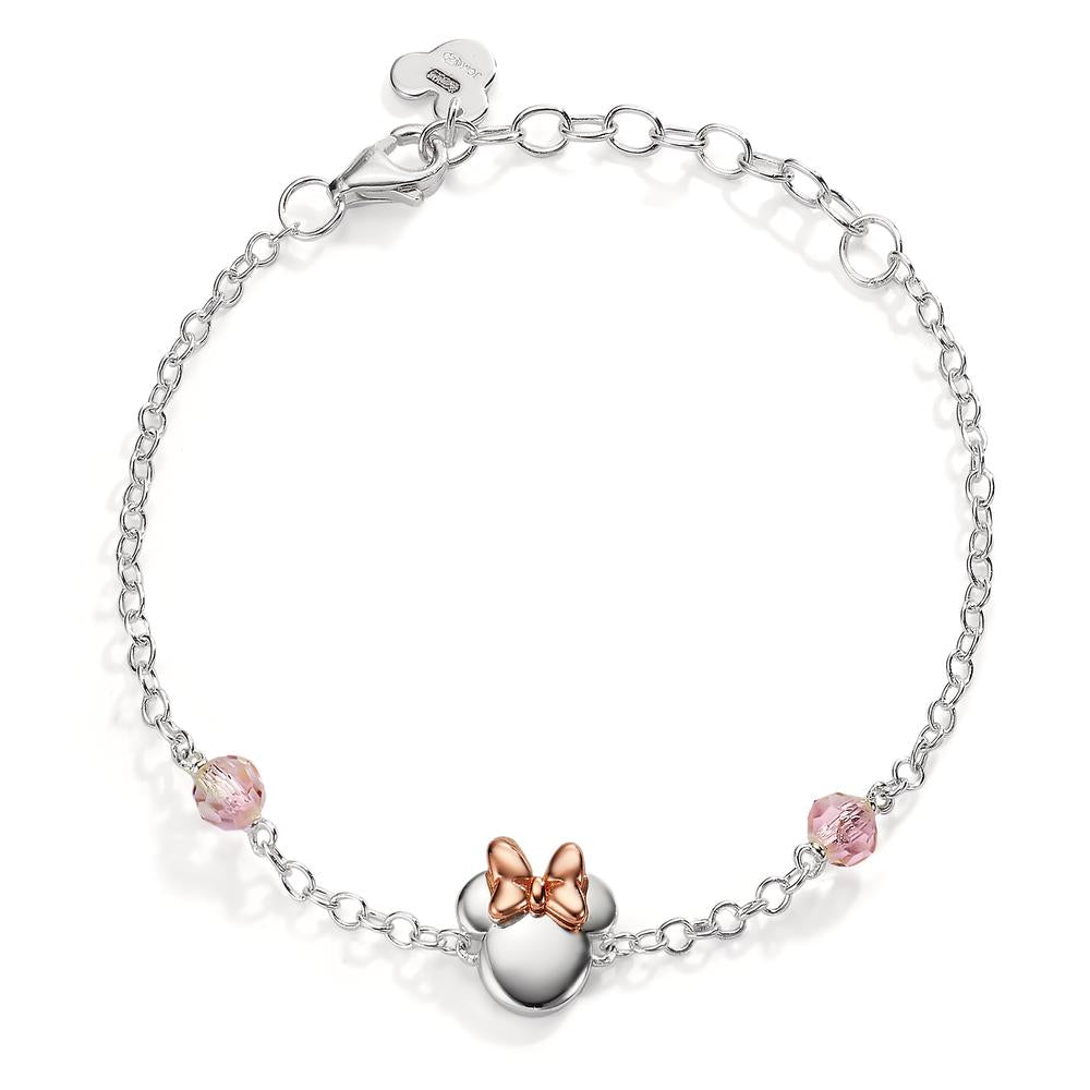 Armband Silver Zirkoniumoxid rosa, 2 stenar ros tvåfärgad 14-17 cm